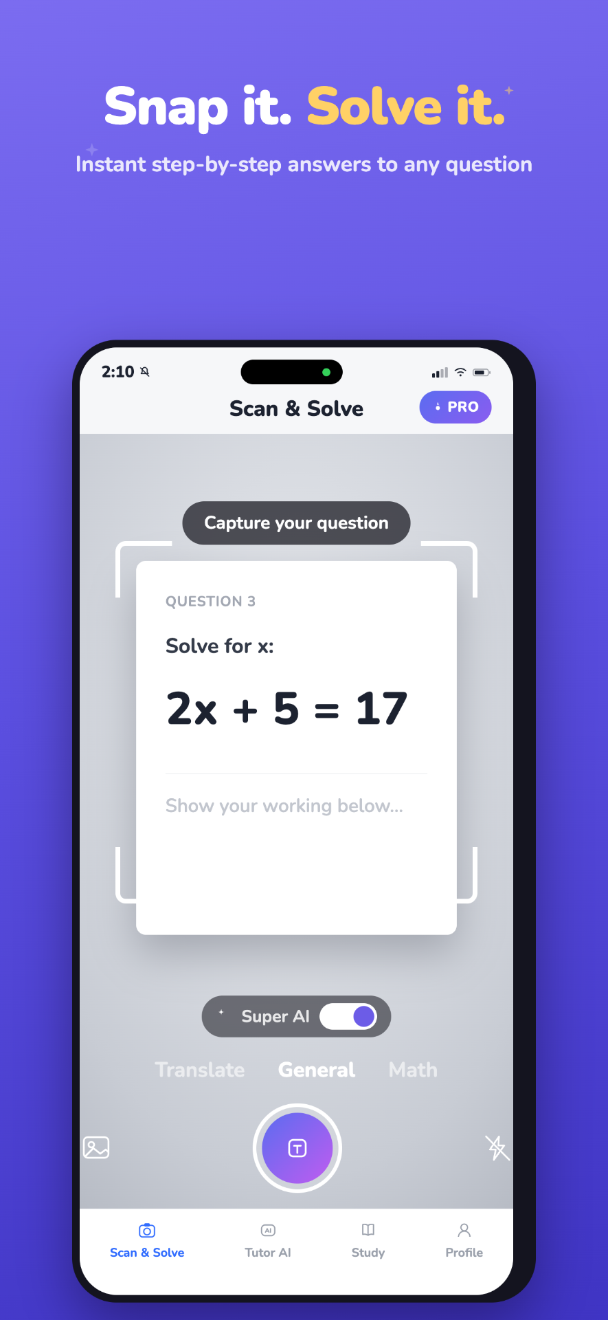 Scan & Solve — instant math answers by camera
